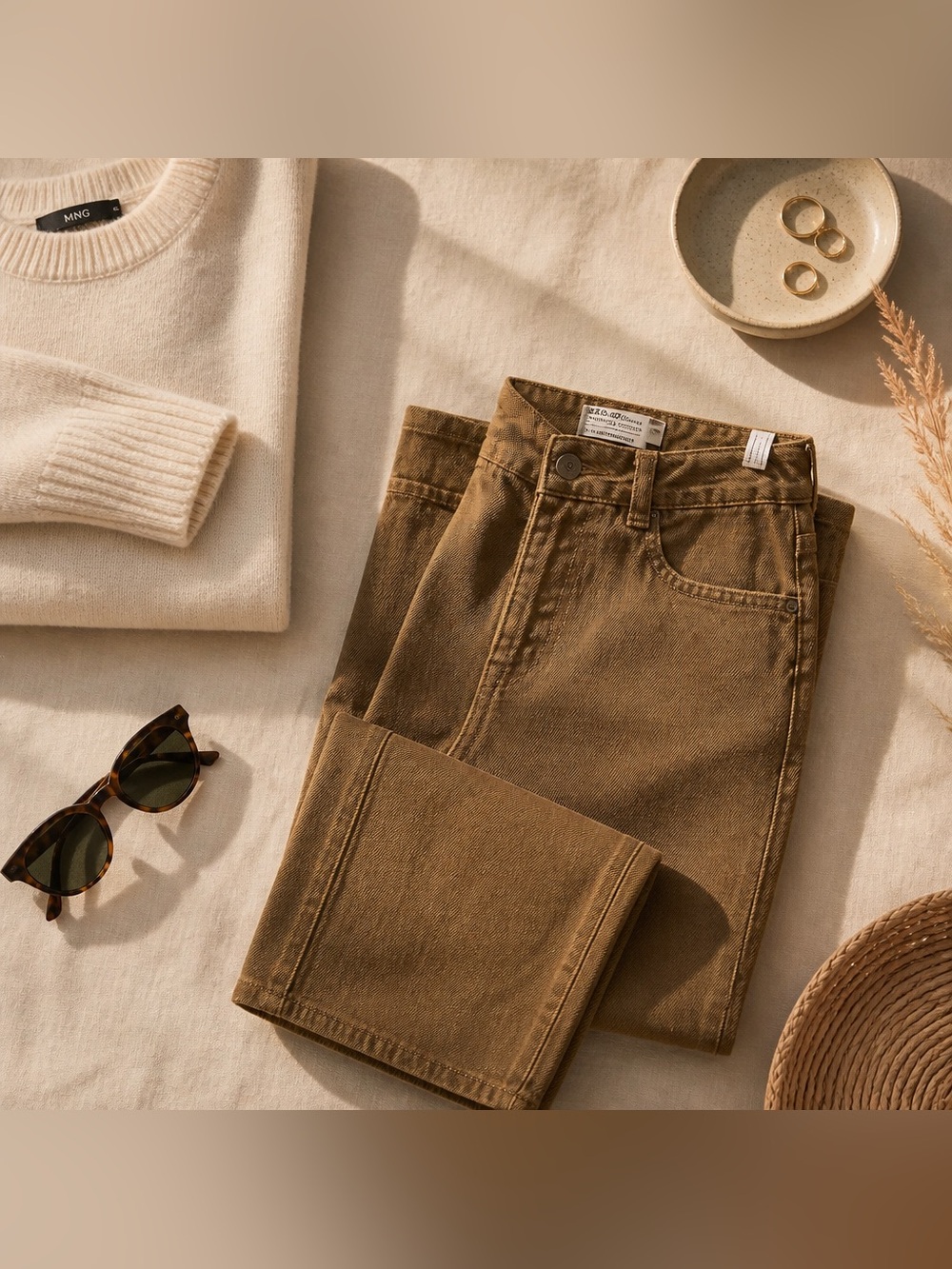 Tribal Size 4 Cotton Spandex Tan Jeans Extensible